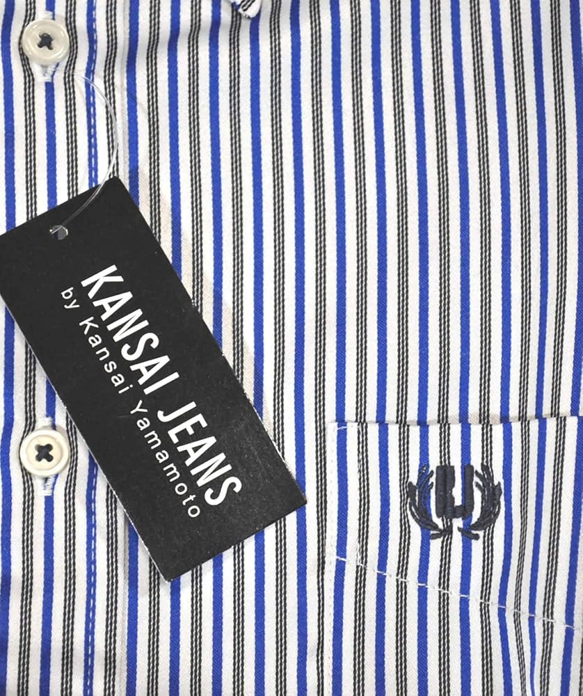 Amazon.co.jp: KANSAI JEANS シャツ A 青ストライプ Lサイズ